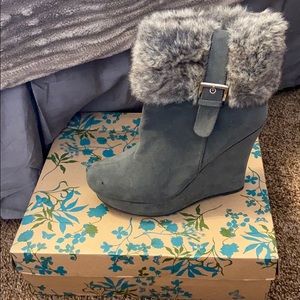 Grey zip up booties